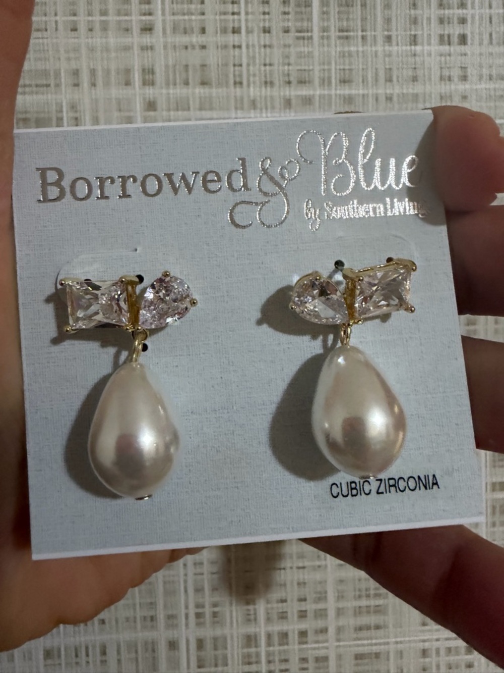 Gold Pearl Drop Earrings with Cubic Zirconia